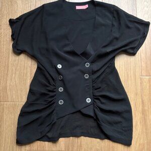 Wish Australia Blouse Black Double Breasted Buttons Steampunk - SZ M